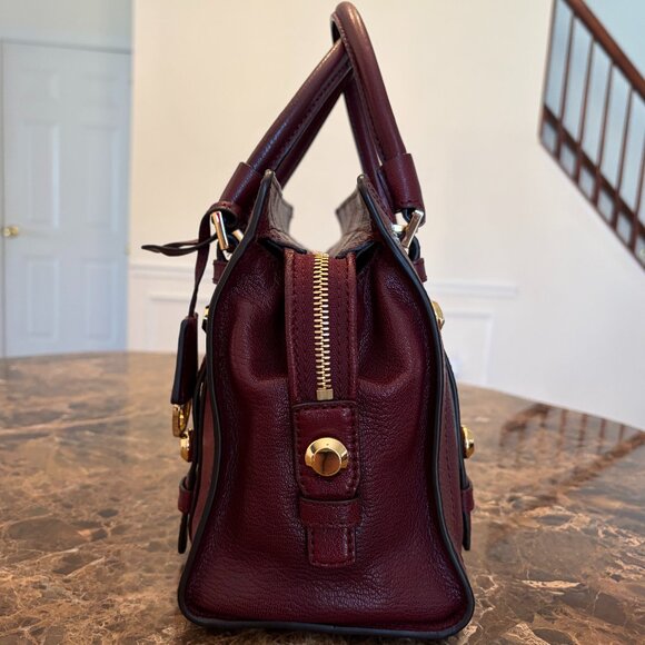 MICHAEL KORS Collins Studded Medium Leather Satchel in Merlot - Picture 3 of 14